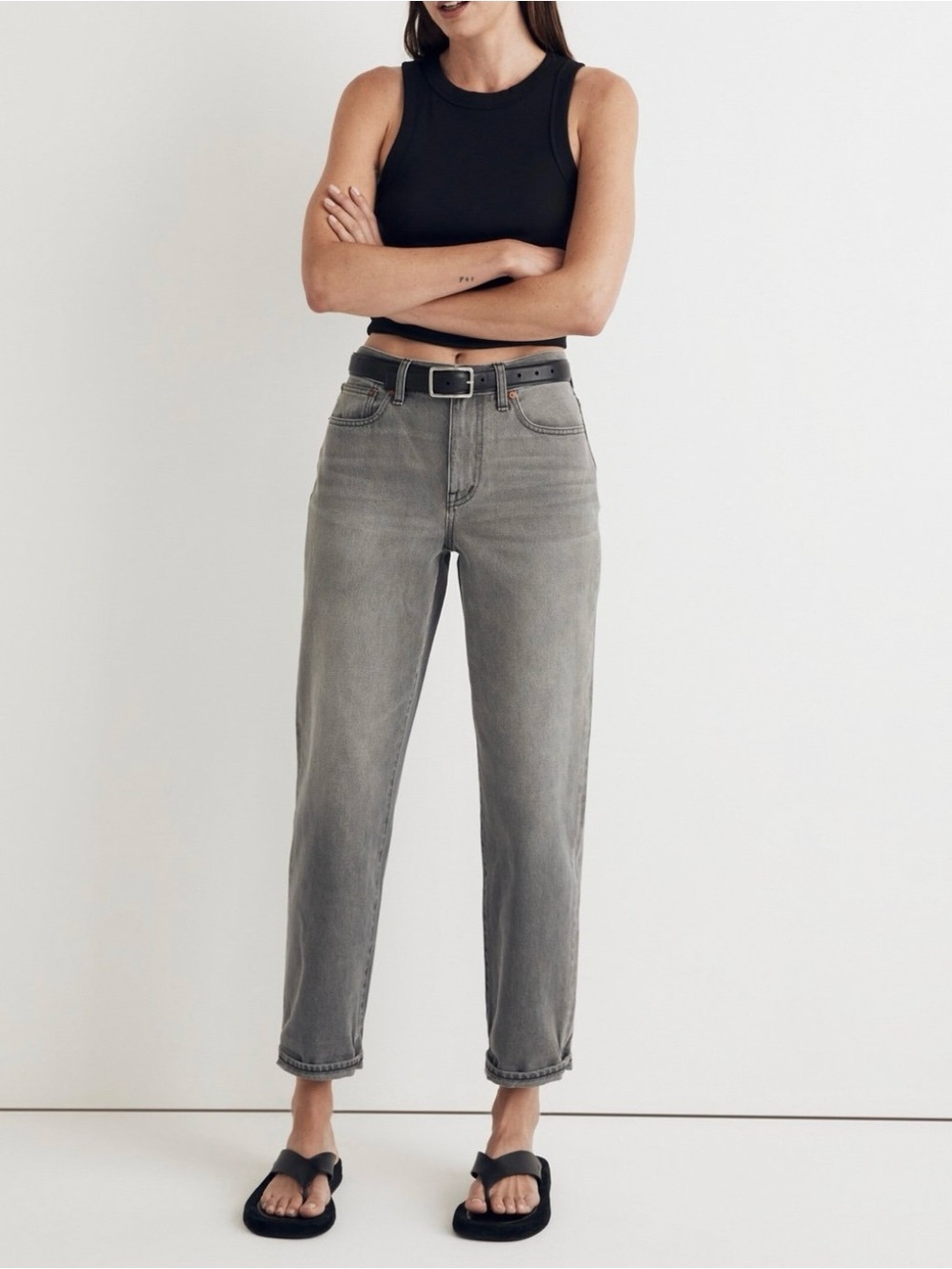 Madewell The Slouchy Boyjean in Gray Denim Women's Size 28 NWT High Rise Rolled